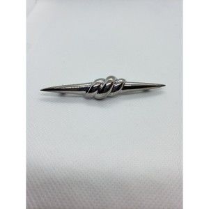 Vintage Retro Bar Pin Swirl Brooch Silver-Tone Metal Modernist